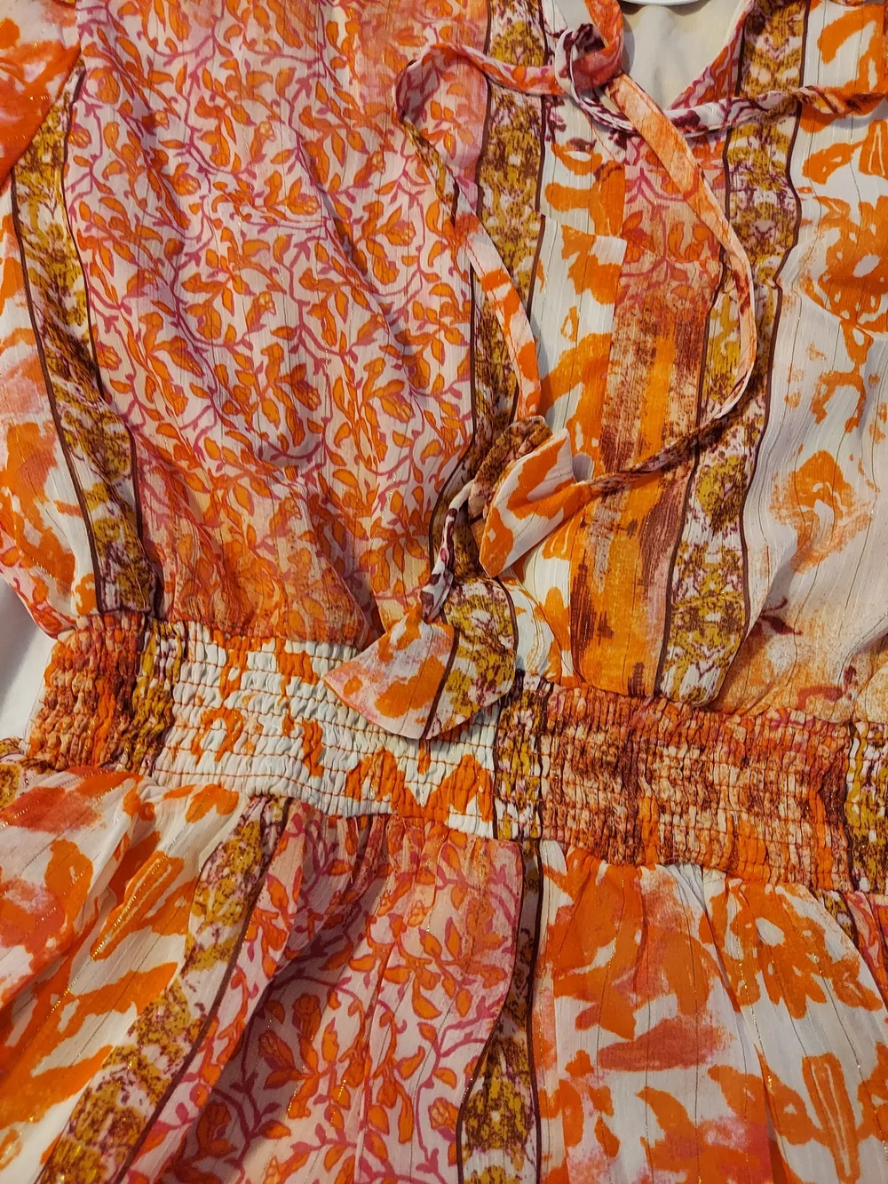 NWT Umgee Rust Multi Floral Ruffle Mini Dress - M